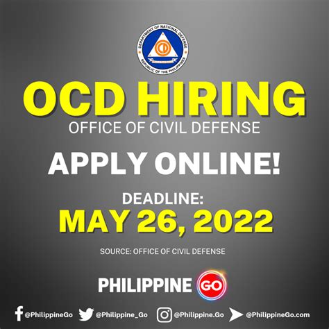 Office of Civil Defense Hiring: Job Openings until May 26, 2022.